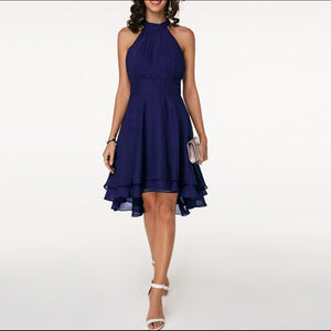 Women's Halter Neck Fluid Drape Mini Dress