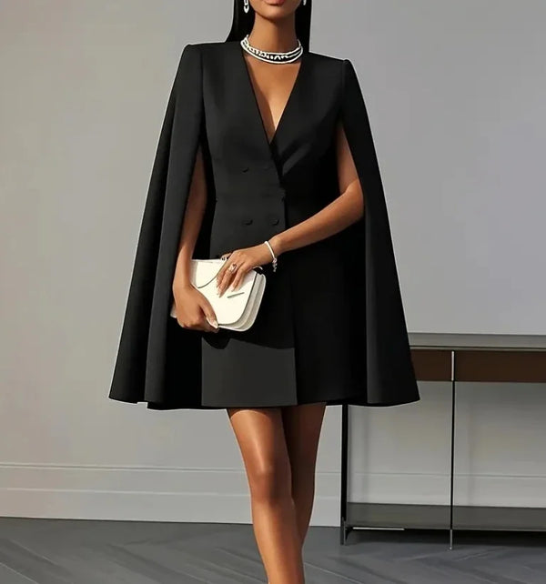 Women's Shawl Collar Double-Breasted Mini Dress