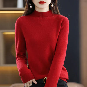 Women’s Mock Neck Sweater Slim Fit Soft Knit Top