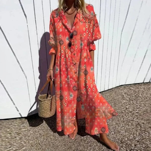 Women's Artistic Floral Print Maxi Dress