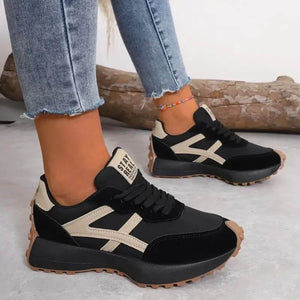 Women’s Lightweight Contrast Panel Lace-Up Casual Sneakers