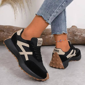 Women’s Lightweight Contrast Panel Lace-Up Casual Sneakers
