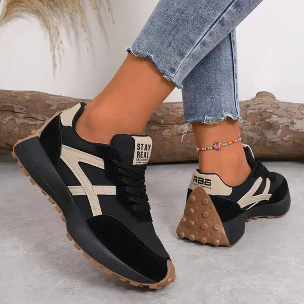 Women’s Lightweight Contrast Panel Lace-Up Casual Sneakers