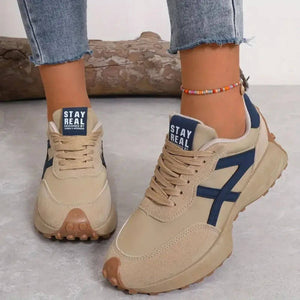 Women’s Lightweight Contrast Panel Lace-Up Casual Sneakers