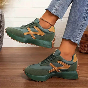 Women’s Lightweight Contrast Panel Lace-Up Casual Sneakers