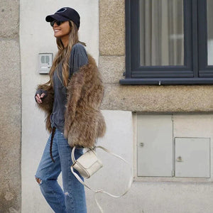 Stylish Faux Fur Women's Coat Plush