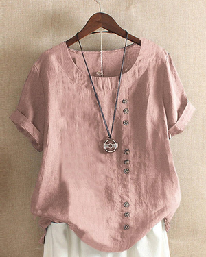 Women's Casual Button Detail Short Sleeve Blouse
