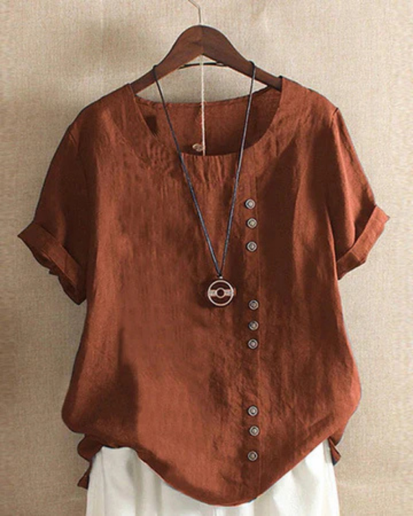 Women's Casual Button Detail Short Sleeve Blouse