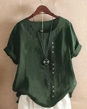 Women's Casual Button Detail Short Sleeve Blouse