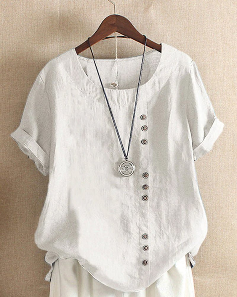 Women's Casual Button Detail Short Sleeve Blouse