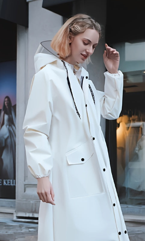 Women's Hooded Waterproof Long Rain Coat