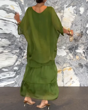 Vestido maxi bohemio de capas para mujer con ajuste suelto y estilo fluido para la noche