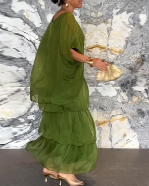 Vestido maxi bohemio de capas para mujer con ajuste suelto y estilo fluido para la noche