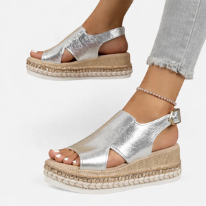 Women's Metallic Wedge Sandals with Arch Support