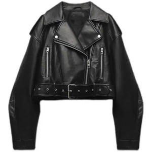 Women's Cropped Biker Jacket with Moto-Inspired Style