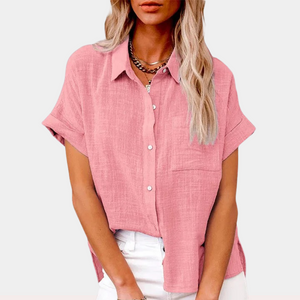 Women’s Casual Button-Up Short Sleeve Blouse