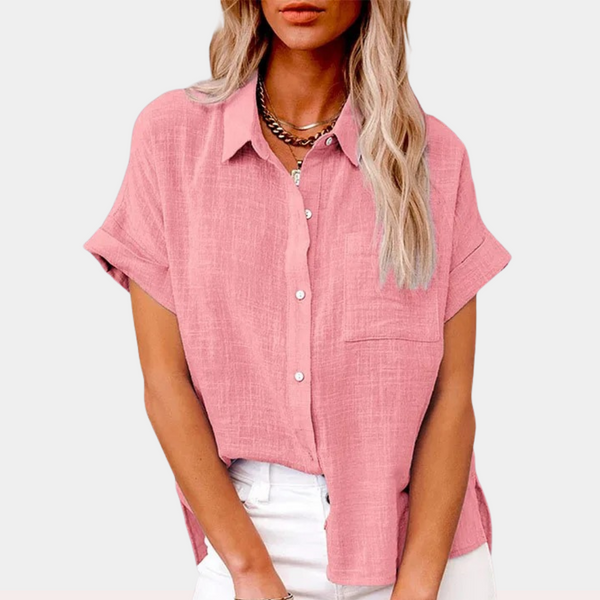 Women’s Casual Button-Up Short Sleeve Blouse
