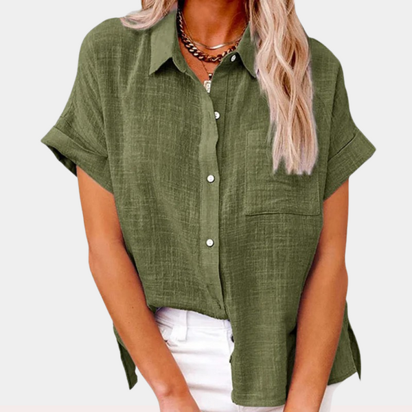 Women’s Casual Button-Up Short Sleeve Blouse