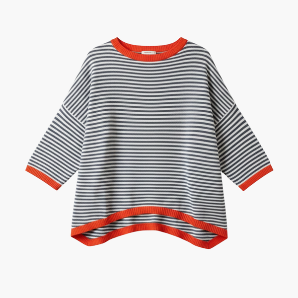 Women's Striped Long Sleeve Top with Contrast Trim