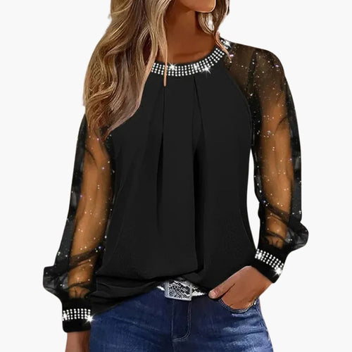 Women's Sequin Knit Top with Long Sleeves