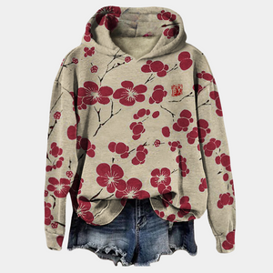 Women’s Floral Print Oversized Hoodie Casual Pullover Sweatshirt