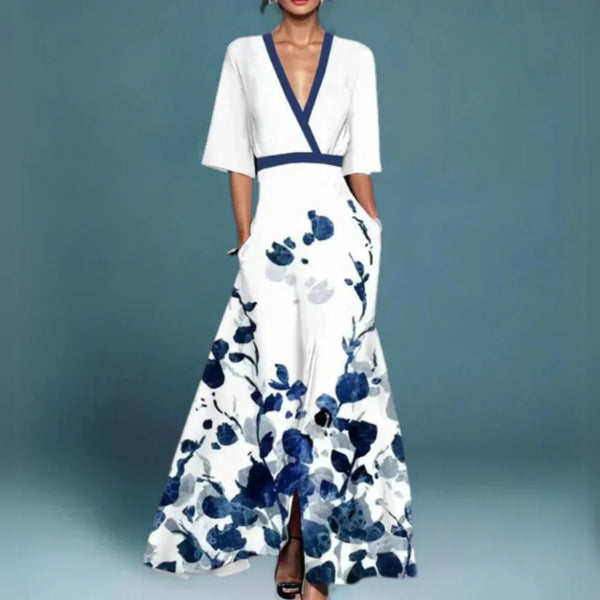 Women’s V Neck Elegant Floral Maxi Dress
