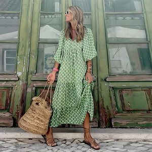 Women’s Boho Geometric Print Maxi Dress