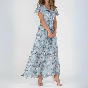Women’s Floral Ruffle Sleeve Maxi Dress