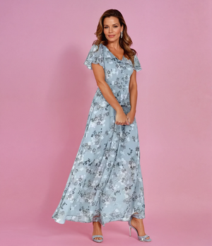 Women’s Floral Ruffle Sleeve Maxi Dress