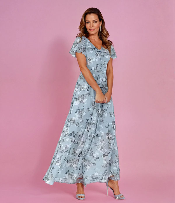Women’s Floral Ruffle Sleeve Maxi Dress