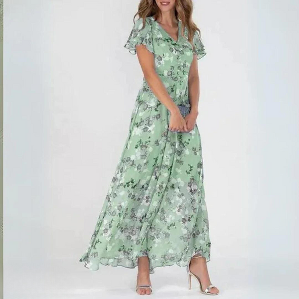 Women’s Floral Ruffle Sleeve Maxi Dress