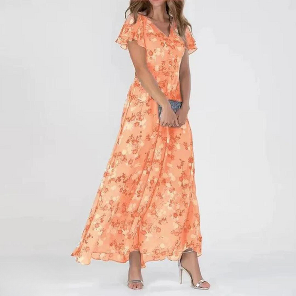Women’s Floral Ruffle Sleeve Maxi Dress