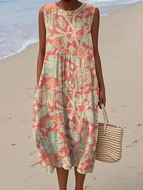 Women’s Sleeveless Relaxed Fit Beach Midi Dress