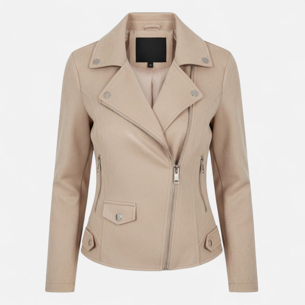Slim Fit Biker Style Moto Zip-Up Jacket