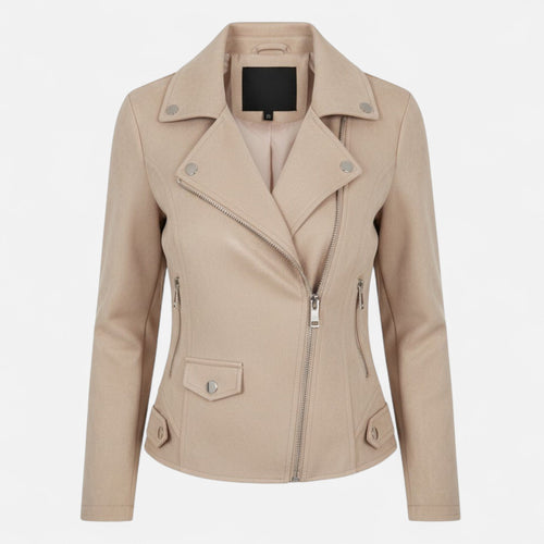 Slim Fit Biker Style Moto Zip-Up Jacket
