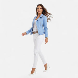 Slim Fit Biker Style Moto Zip-Up Jacket