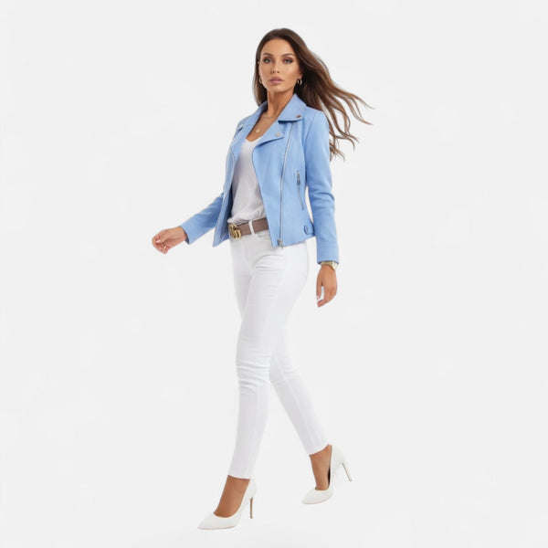 Slim Fit Biker Style Moto Zip-Up Jacket