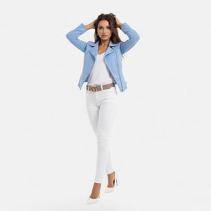 Slim Fit Biker Style Moto Zip-Up Jacket