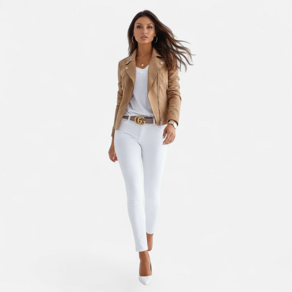 Slim Fit Biker Style Moto Zip-Up Jacket