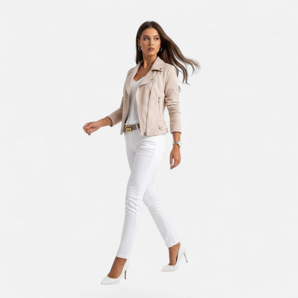 Slim Fit Biker Style Moto Zip-Up Jacket