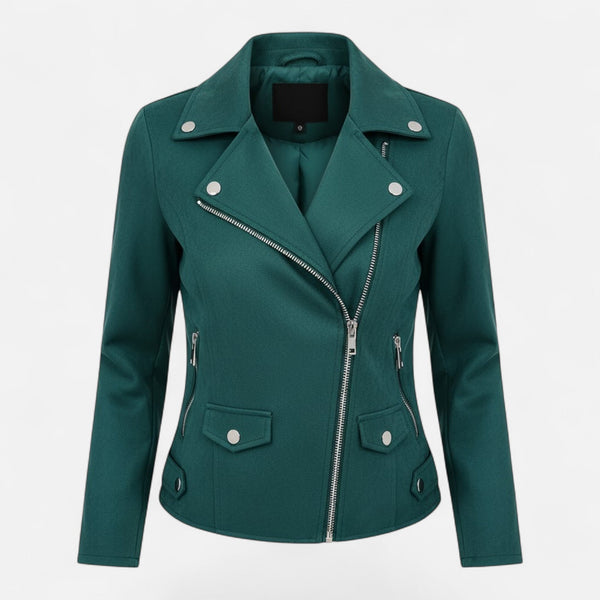 Slim Fit Biker Style Moto Zip-Up Jacket