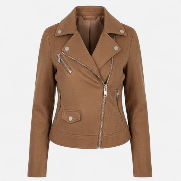 Slim Fit Biker Style Moto Zip-Up Jacket