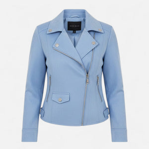 Slim Fit Biker Style Moto Zip-Up Jacket