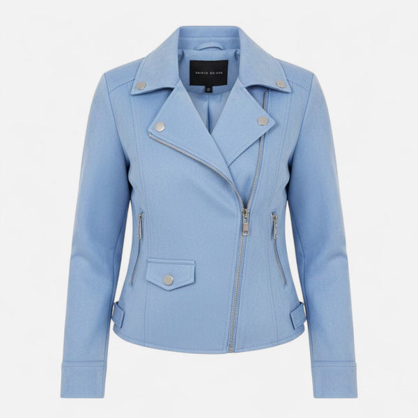 Slim Fit Biker Style Moto Zip-Up Jacket