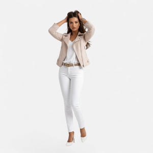 Slim Fit Biker Style Moto Zip-Up Jacket