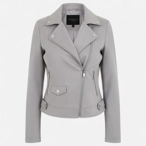 Slim Fit Biker Style Moto Zip-Up Jacket