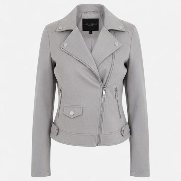Slim Fit Biker Style Moto Zip-Up Jacket