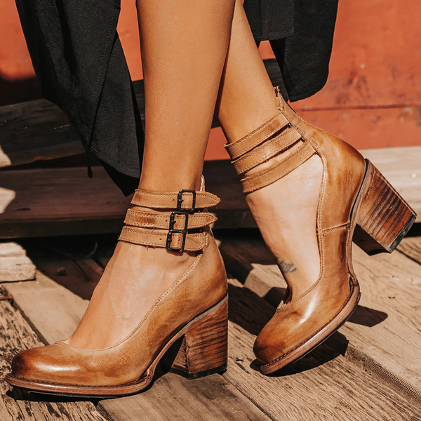 Women’s Vintage Double Strap Chunky Heel Mary Jane Pumps