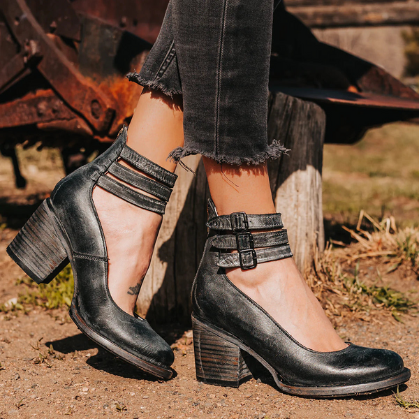 Women’s Vintage Double Strap Chunky Heel Mary Jane Pumps