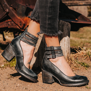 Women’s Vintage Double Strap Chunky Heel Mary Jane Pumps